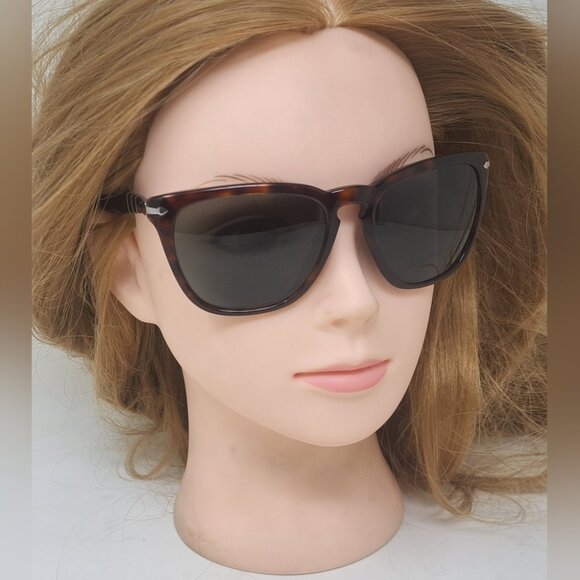 Persol Sunglasses Brown Havana Green Square Key-Hole Crystal PO3024S 55-18-145 main image 9